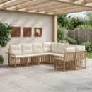 Udendørs sofagruppe 8 pcs Naturlig og Creme Hvid Polyester