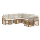 Udendørs sofagruppe 8 pcs Naturlig og Creme Hvid Polyester