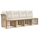 Havesofa Sæt 12 stk. Naturlig og Creme Hvid polyrattan