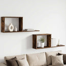Svævehylder 2 pcs Røget eg 80 x 15 x 30 cm Konstrueret træ