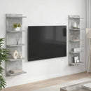 Væghylde 2 stk. Betongrå 30 x 15 x 100 cm Konstrueret træ