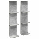 Væghylde 2 pcs Betongrå 22 x 15 x 100 cm Konstrueret træ