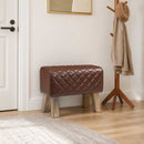 bænk 60 x 30 x 45 cm Ægte Læder Brun diamant