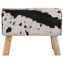bænk 60 x 30 x 45 cm Ægte Læder Sort og Hvid