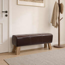 bænk 110 x 30 x 45 cm Ægte Læder Mørk Brun