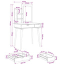 Makeupbord Sæt FAUSKE 3 pcs Hvid 76 x 50 x 143 cm