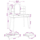 Makeupbord Sæt FAUSKE 4 pcs Hvid 100 x 50 x 143 cm