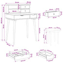 Makeupbord Sæt FAUSKE 3 pcs Hvid 76 x 50 x 103,5 cm