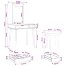 Makeupbord Sæt FAUSKE 3 pcs Hvid 76 x 50 x 143 cm
