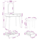 Makeupbord Sæt FAUSKE 3 pcs Hvid 76 x 50 x 143 cm