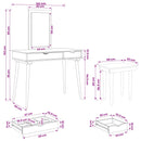 Makeupbord Sæt FAUSKE 3 pcs Hvid 100 x 50 x 143 cm