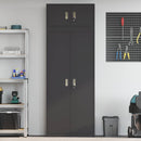 Opbevaringsskab 2 stk. Sort 80 x 40 x 220 cm Stål Låses