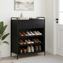 Sko skab 76 x 36,5 x 93 cm Konstrueret træ Sort eg