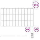 Havehegn med pæle 48 pcs 55 x 30 cm Mesh Galvaniseret stål Sølv