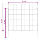 Havehegn med pæle 12 pcs 55 x 50 cm Mesh Galvaniseret stål Sølv