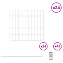 Havehegn med pæle 24 pcs 55 x 50 cm Mesh Galvaniseret stål Sølv