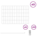 Havehegn med pæle 12 pcs 75 x 50 cm Mesh Galvaniseret stål Sølv