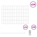Havehegn med pæle 24 pcs 75 x 50 cm Mesh Galvaniseret stål Sølv