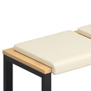 Bænkpude 2 stk. Textureret Velour Cremefarvet Dybde 35 cm