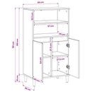Highboard Egetræ 60 x 36 x 110 cm Konstrueret træ
