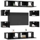 TV-møbelsæt 8 pcs 80 x 30 x 30 cm Sort eg Konstrueret træ