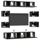 TV-møbelsæt 10 pcs 180 x 30 x 30 cm Sort eg Konstrueret træ