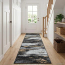Tæppe Runner LESAKA Sort og Guld 100 x 100 cm Diamantvelour