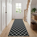 Tæppe Runner LESAKA Sort og hvid 50 x 450 cm Diamantvelour
