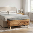 Opbevaringsbænk med pude Gammelt træ 102 x 42 x 46 cm
