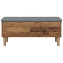 Opbevaringsbænk med pude Egetræ 102 x 42 x 46 cm