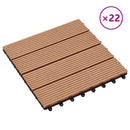 Terrasse Flise 22 pcs Teaktræ 30 x 30 cm WPC