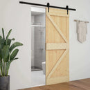 Skydedør Naturfarvet og sort 80 x 210 cm Massivt fyrretræ