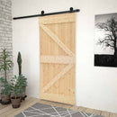Skydedør Naturfarvet og sort 80 x 210 cm Massivt fyrretræ
