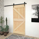 Skydedør Naturfarvet og sort 90 x 210 cm Massivt fyrretræ