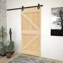 Skydedør Naturfarvet og sort 90 x 210 cm Massivt fyrretræ