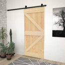 Skydedør Naturfarvet og sort 90 x 210 cm Massivt fyrretræ