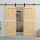 Skydedør Naturfarvet og sort 100 x 210 cm Massivt fyrretræ