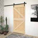 Skydedør Naturfarvet og sort 100 x 210 cm Massivt fyrretræ