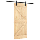 Skydedør Naturfarvet og sort 85 x 210 cm Massivt Fyrretræ