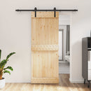 Skydedør Naturfarvet og sort 80 x 210 cm Massivt Fyrretræ