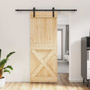 Skydedør Naturfarvet og sort 80 x 210 cm Massivt Fyrretræ
