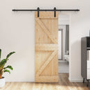 Skydedør Naturfarvet og sort 70 x 210 cm Massivt Fyrretræ