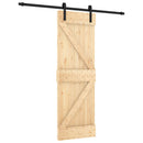 Skydedør Naturfarvet og sort 70 x 210 cm Massivt Fyrretræ