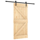 Skydedør Naturfarvet og sort 95 x 210 cm Massivt Fyrretræ