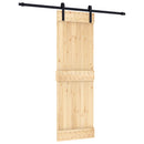 Skydedør Naturfarvet og sort 70 x 210 cm Massivt Fyrretræ