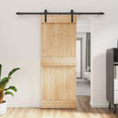 Skydedør Naturfarvet og sort 80 x 210 cm Massivt Fyrretræ