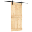 Skydedør Naturfarvet og sort 95 x 210 cm Massivt Fyrretræ