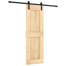 Skydedør Naturfarvet og sort 70 x 210 cm Massivt Fyrretræ