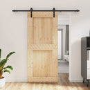 Skydedør Naturfarvet og sort 90 x 210 cm Massivt Fyrretræ
