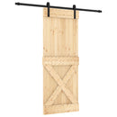 Skydedør Naturfarvet og sort 80 x 210 cm Massivt Fyrretræ